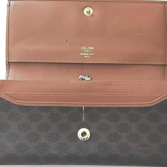 Celine Macadam Long Wallet Leather & Canvas Kisslock Section - Picture 11 of 17